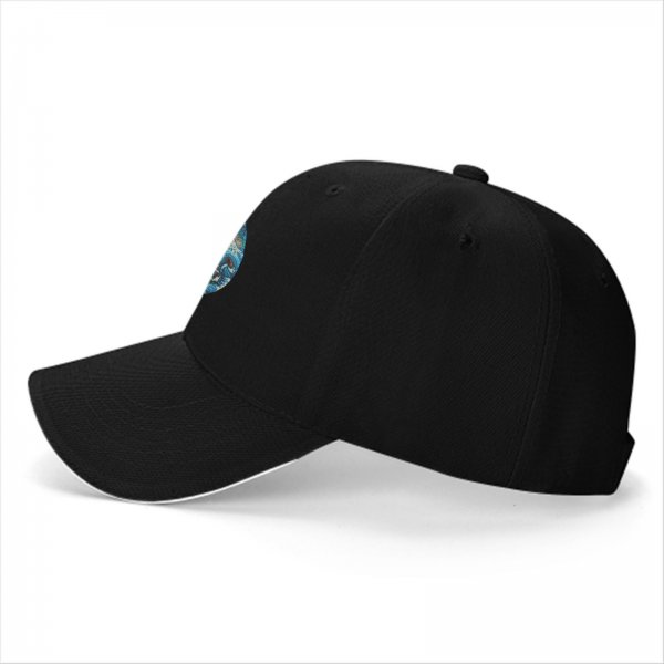 Black Baseball Cap With Stormy Sailing Ship Art Print
