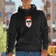Black Hoodie With Rock Santa Claus Graphic Print