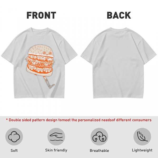 Olive T-Shirt With Cute Cartoon Hamburger Print