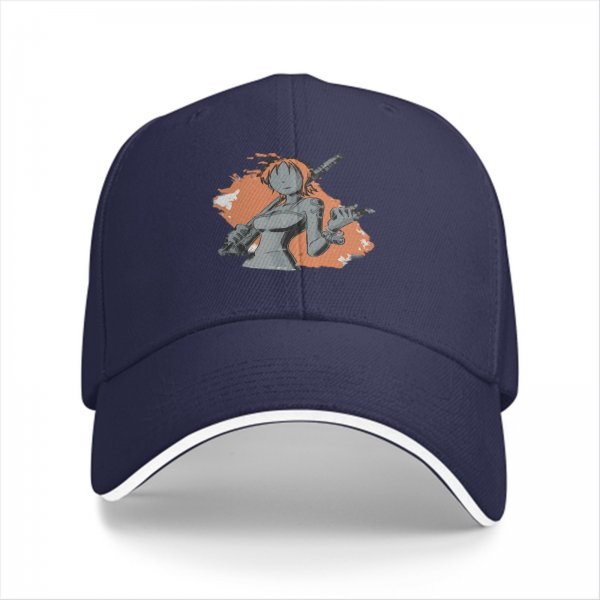 Black Baseball Cap with Anime Female Character Graphic