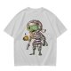 Olive T-Shirt With Cute Mummy Holding Hot Coffee Print