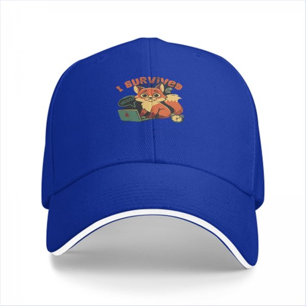 I Survived Stressed Fox Working On Laptop Graphic Baseball Cap