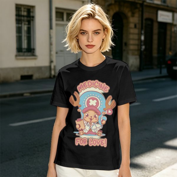 Olive T-shirt with Tony Tony Chopper 'Medicine For Love!' Print
