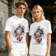 Olive graphic t-shirt with 'Enjoy the grind Assholes' coffee grinder mascot print