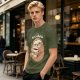 Olive green sloth t-shirt with 'Busy Doing' coffee graphic