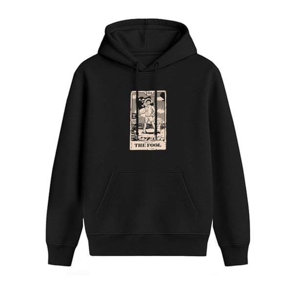 Black Hoodie With The Fool Tarot Card Graphic Print