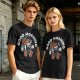Olive t-shirt with retro coffee pot cartoon and Good Morning text