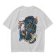 Olive Anime Dragon Graphic Short Sleeve T-Shirt
