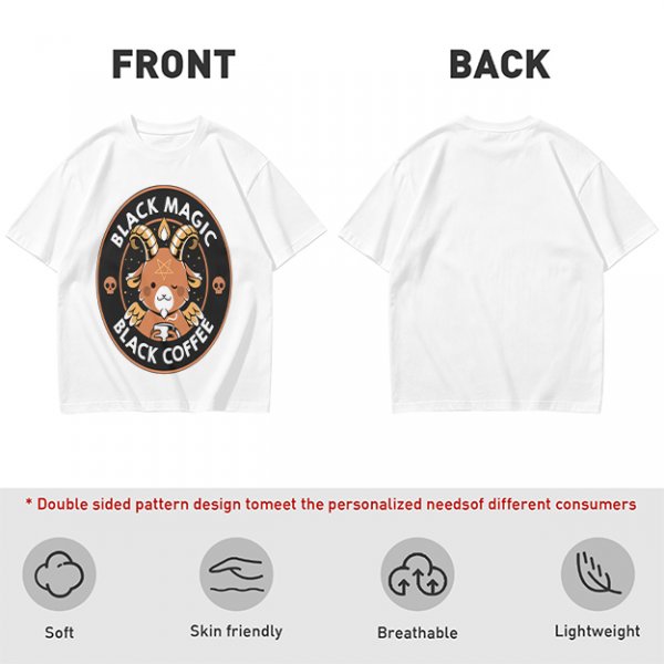 Olive t-shirt with black magic black coffee goat graphic print