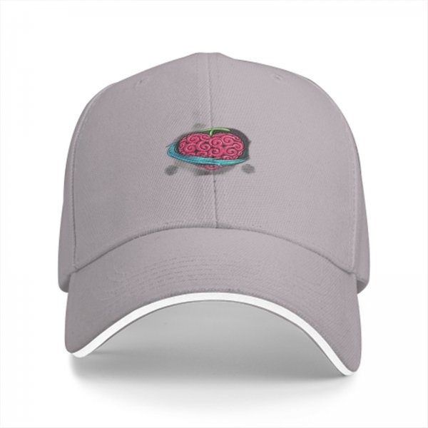 Black baseball cap with pink brain and blue ring graphic