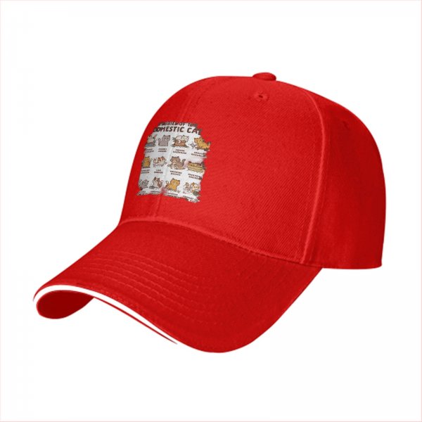 Black Baseball Cap With Domestic Cat Behavior Illustrations