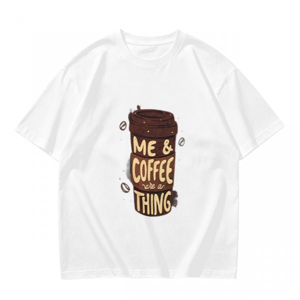 Olive Green Graphic T-Shirt with Me & Coffee We're a Thing Print