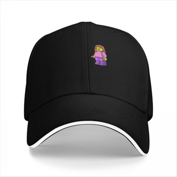 Black Baseball Cap with Lego Girl Minifigure Graphic