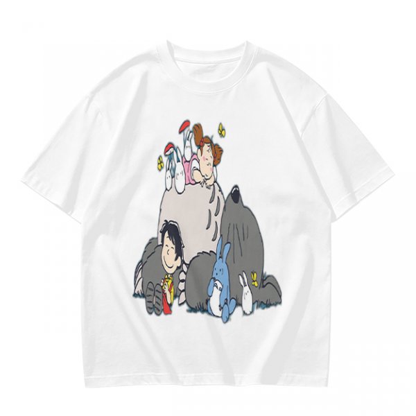 Olive T-shirt with whimsical forest spirit and children graphic print