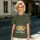 Olive T-Shirt with Happy Raised Paw Cat and 'NOTHING' Print