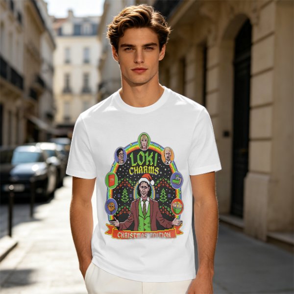 Loki Charms Christmas Edition Themed Graphic T-Shirt