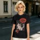 Olive cat graphic t-shirt with 'I don't wanna adult' print