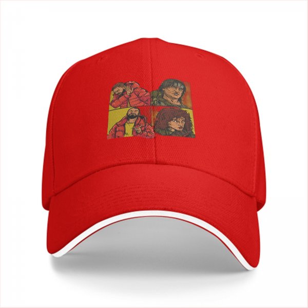 Black Baseball Cap with Four Panel Pop Art Character Print