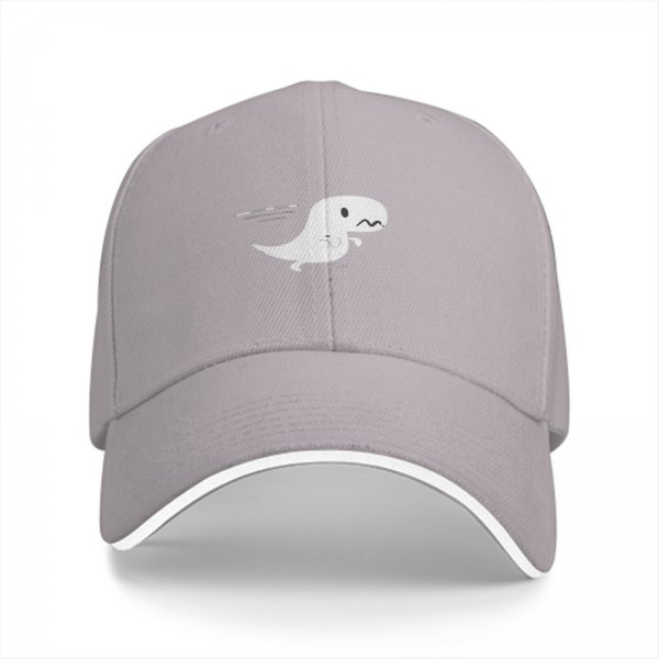 Black Baseball Cap With Cute Running T-Rex Dinosaur Graphic