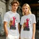 Olive Graphic T-Shirt with King Evolution Character Silhouettes