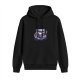 Black Hoodie With Gothic Teacup Skull And Rose Print