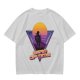 Olive green retro sunset graphic t-shirt with Hero of Time print