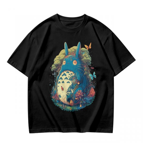 Olive T-Shirt with Whimsical Forest Spirit and Butterfly Print