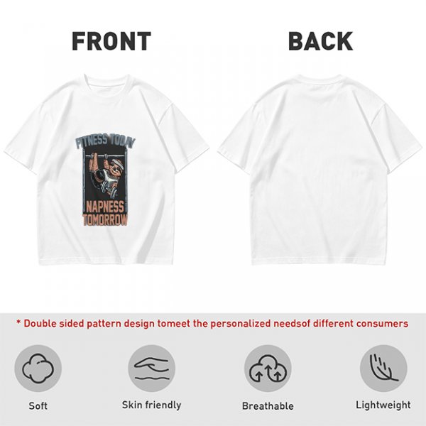Olive T-Shirt with Sloth Fitness Today Napness Tomorrow Print