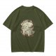 Olive green graphic t-shirt with good friends donut and coffee print