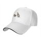 Black baseball cap with cartoon coffee cup and wine bottle graphic