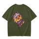 Olive T-Shirt With Scared Viking Cat Graphic Print