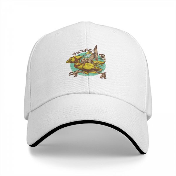 Black Baseball Cap With Chocobo Gaming Graphic Print