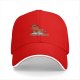 Black baseball cap with a relaxed cartoon pepper graphic and text