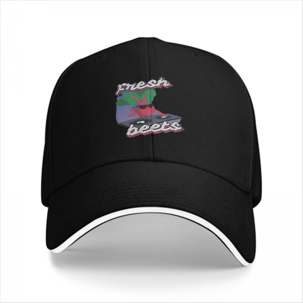 Black baseball cap with Fresh Beets turntable graphic