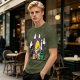 Olive T-Shirt With Halloween Themed Cute Cat Characters Print