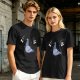 Olive green graphic t-shirt with cartoon pigeon print
