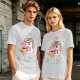 Oversized Olive T-Shirt With Sassy Unicorn Holding Coffee Print