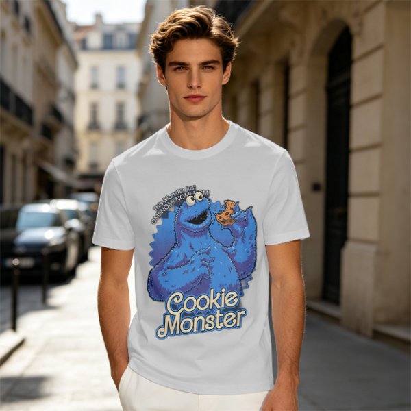 Olive Green Cookie Monster T-Shirt with Cookie Graphic