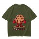 Olive T-Shirt With Angry Boxing Chocolate Chip Cookie Graphic