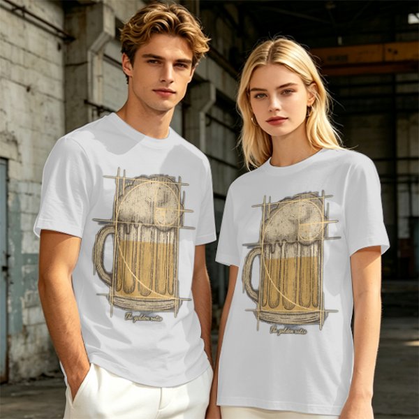 Beer Mug with Golden Ratio Graphic Novelty T-Shirt Print