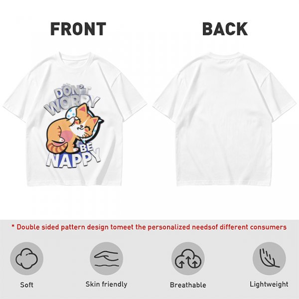 Olive T-Shirt with Don't Worry Be Nappy Sleeping Cat Graphic