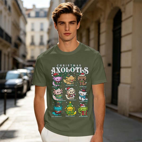 Christmas Axolotls Cute Holiday Graphic T-Shirt Design