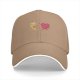Black baseball cap with dancing pizza slice and pink heart design