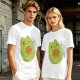 Olive Green T-Shirt With Cute Avocado Cat Holding Yarn Ball Print
