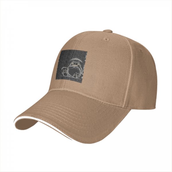 Black Baseball Cap With Totoro Family Line Art Print