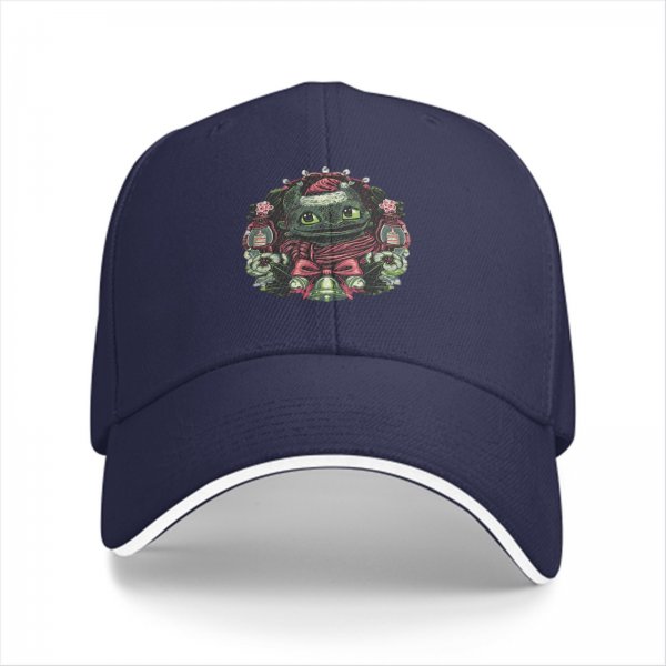 Black Baseball Cap With Christmas Toothless Dragon Graphic