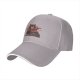 Black baseball cap with a bear holding a steaming coffee mug print