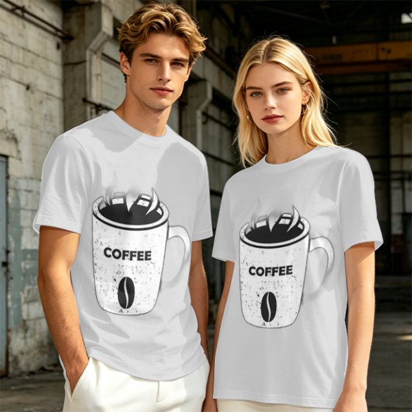 Olive Green T-Shirt With Coffee Mug Graphic Print