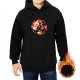 Black hoodie with cute fiery fantasy creature graphic print