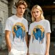 Olive T-Shirt Featuring Giant Cookie Monster Holding Cookie Against Moon